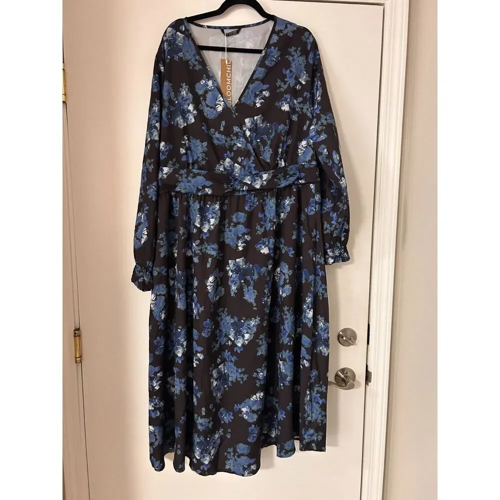 Bloomchic Silhouette Floral Print Wrap Pocket Dress NWT 22-24 - Picture 4 of 5